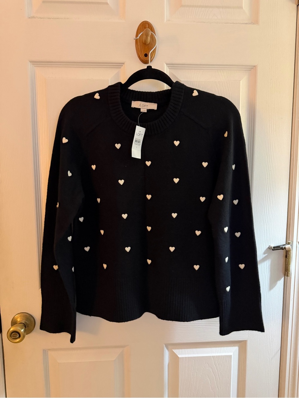 LOFT Black & White Heart Sweater